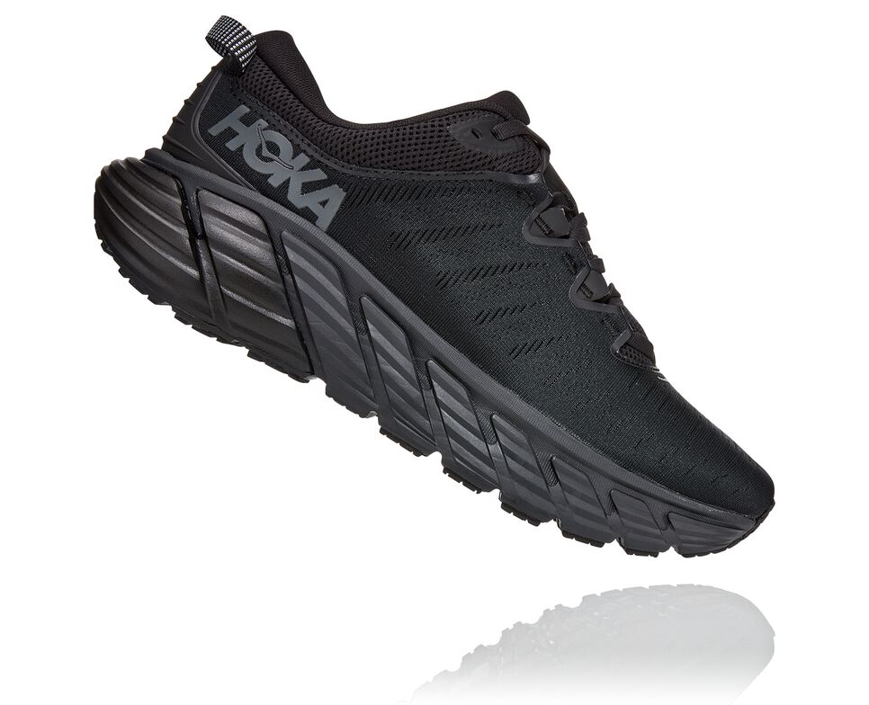 Women's Hoka One One Gaviota 3 Road Running Shoes Black / Black | MSEDNO835