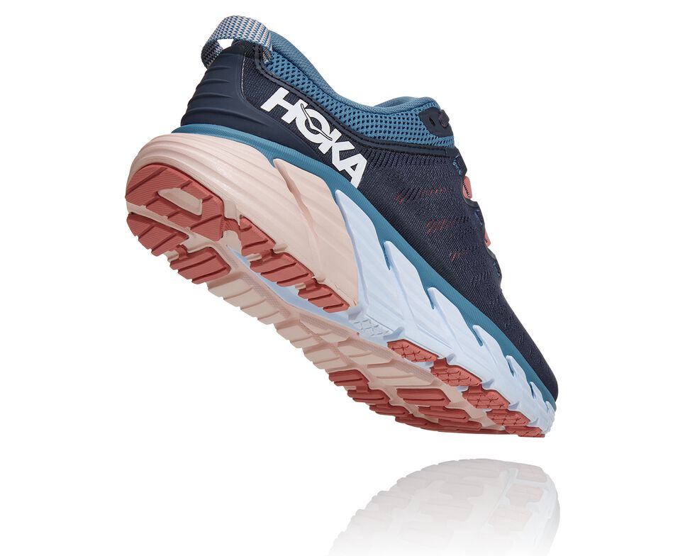 Women's Hoka One One Gaviota 3 Road Running Shoes Ombre Blue / Rosette | TNPSVZ597