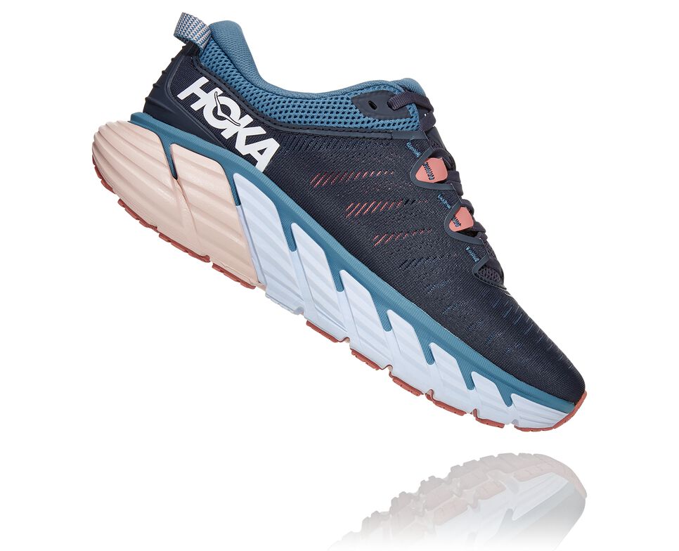 Women's Hoka One One Gaviota 3 Road Running Shoes Ombre Blue / Rosette | TNPSVZ597