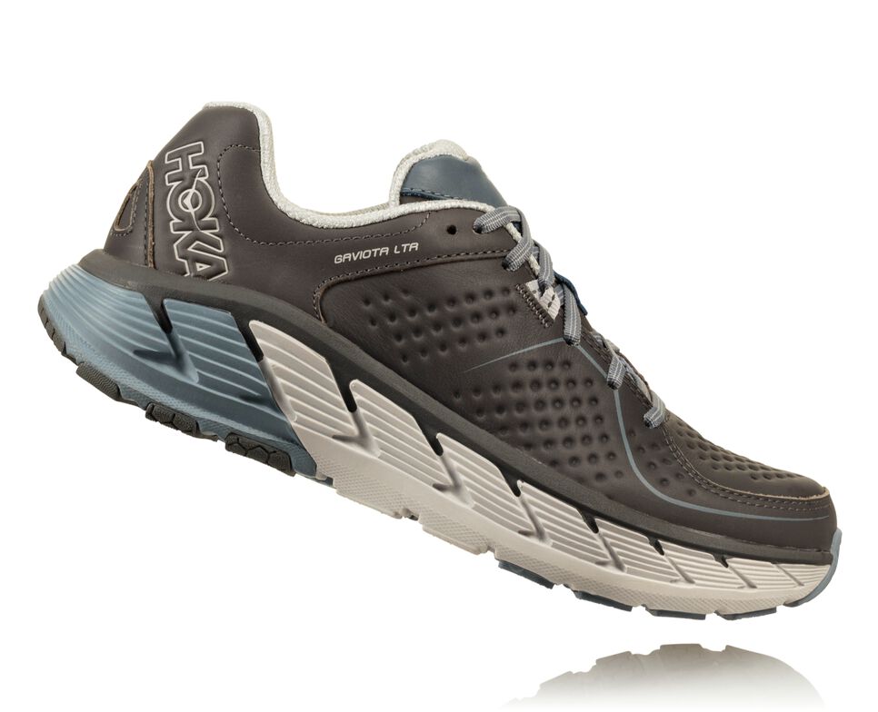 Women's Hoka One One Gaviota Leather Trail Running Shoes Charcoal / Tradewinds | QBOPXY317