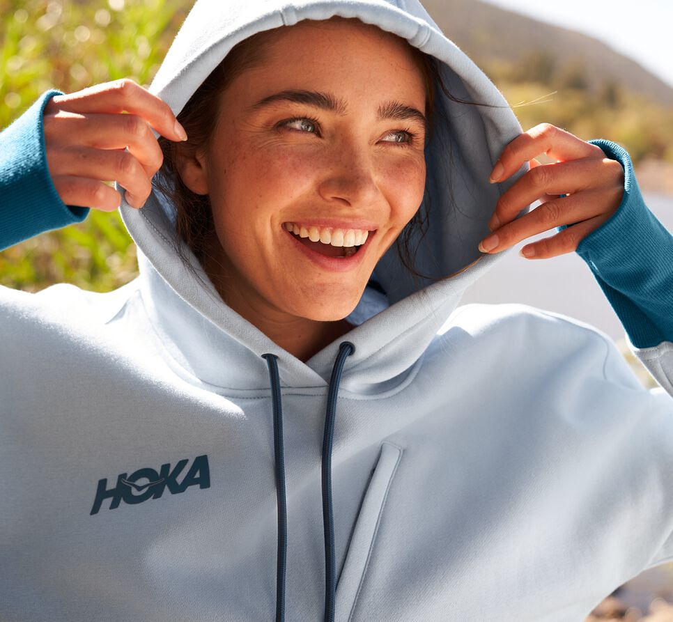 Women's Hoka One One Hoodie Hoodie Blue Fog | AHNSCP910