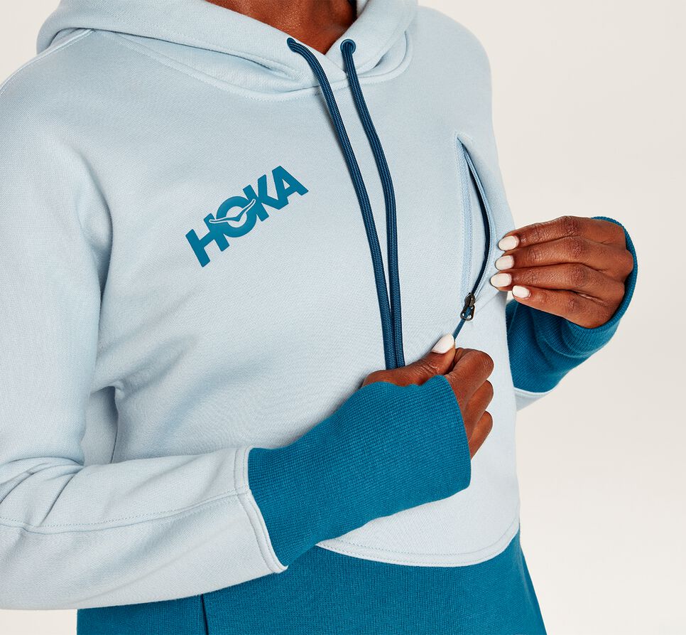 Women's Hoka One One Hoodie Hoodie Blue Fog | AHNSCP910