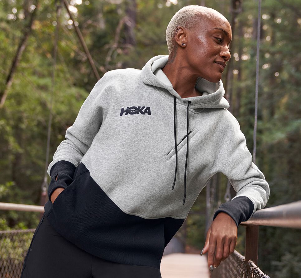 Women's Hoka One One Hoodie Hoodie Heather Grey | KQAMLD261