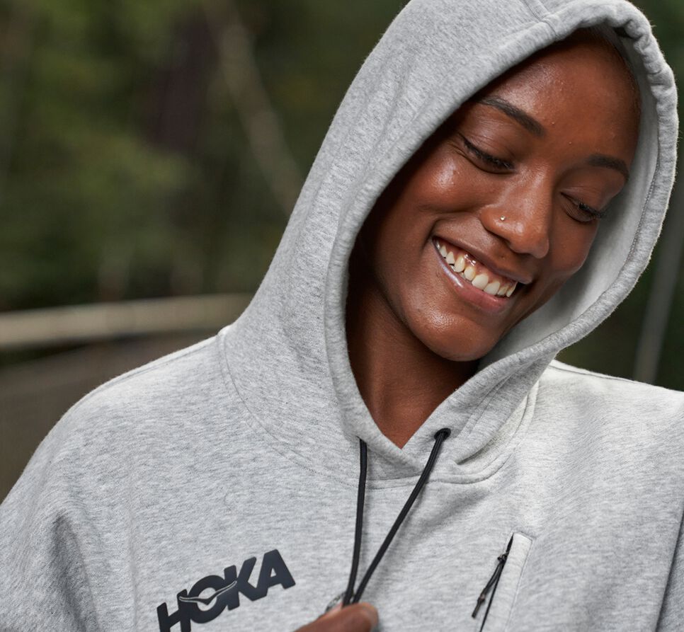 Women's Hoka One One Hoodie Hoodie Heather Grey | KQAMLD261