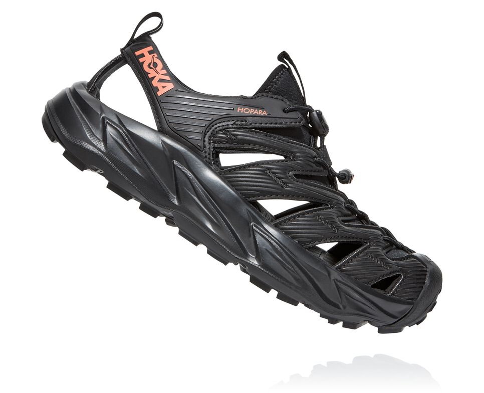 Women's Hoka One One Hopara Hiking Boots Black / Fusion Coral | NLYFWV716