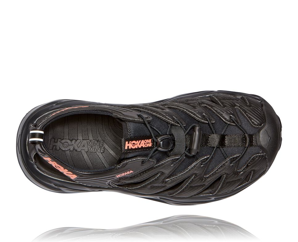 Women's Hoka One One Hopara Hiking Boots Black / Fusion Coral | NLYFWV716