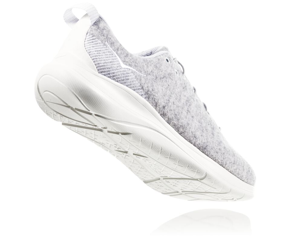 Women's Hoka One One Hupana Flow Wool Road Running Shoes Lunar Rock / Blanc De Blanc | KRZFYB563