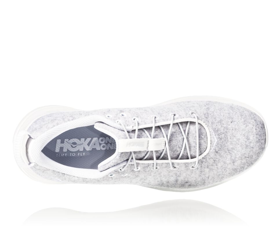 Women's Hoka One One Hupana Flow Wool Road Running Shoes Lunar Rock / Blanc De Blanc | KRZFYB563