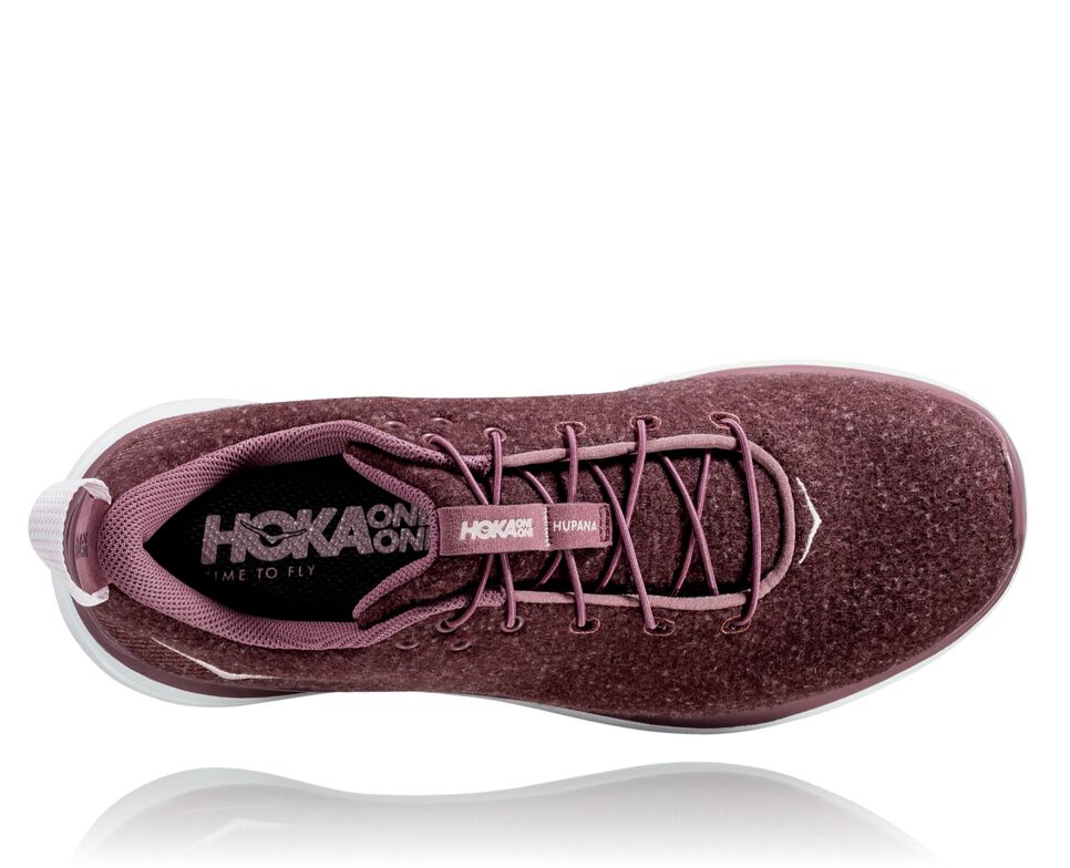 Women's Hoka One One Hupana Flow Wool Road Running Shoes Rose Brown / Evening Sand | QFNVKL036