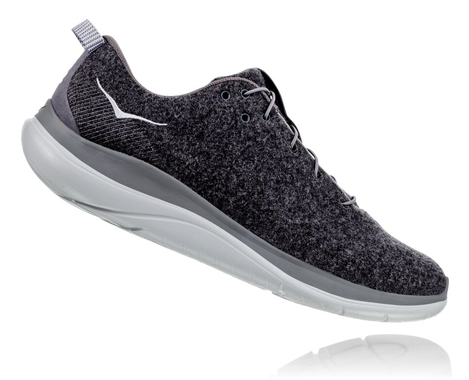 Women's Hoka One One Hupana Flow Wool Road Running Shoes Dark Shadow / Wild Dove | YFJBQS142