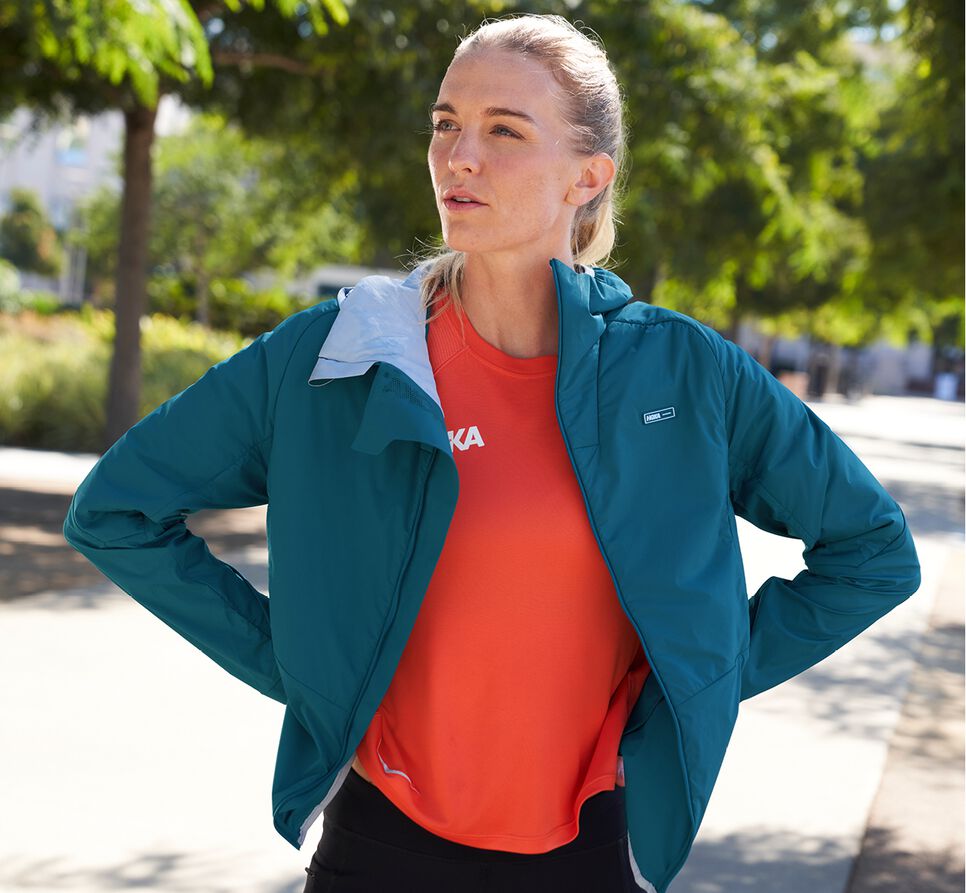 Women's Hoka One One Hybrid Run Jackets Moroccan Blue | MQRJNX801