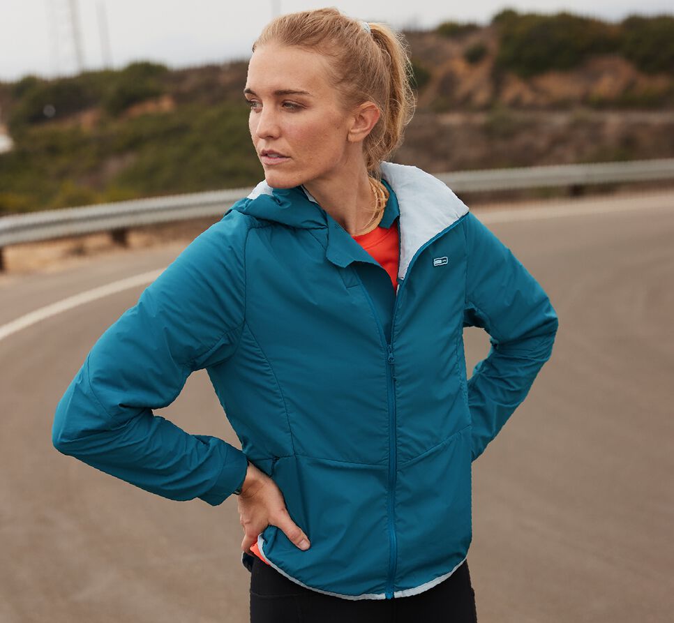 Women's Hoka One One Hybrid Run Jackets Moroccan Blue | MQRJNX801