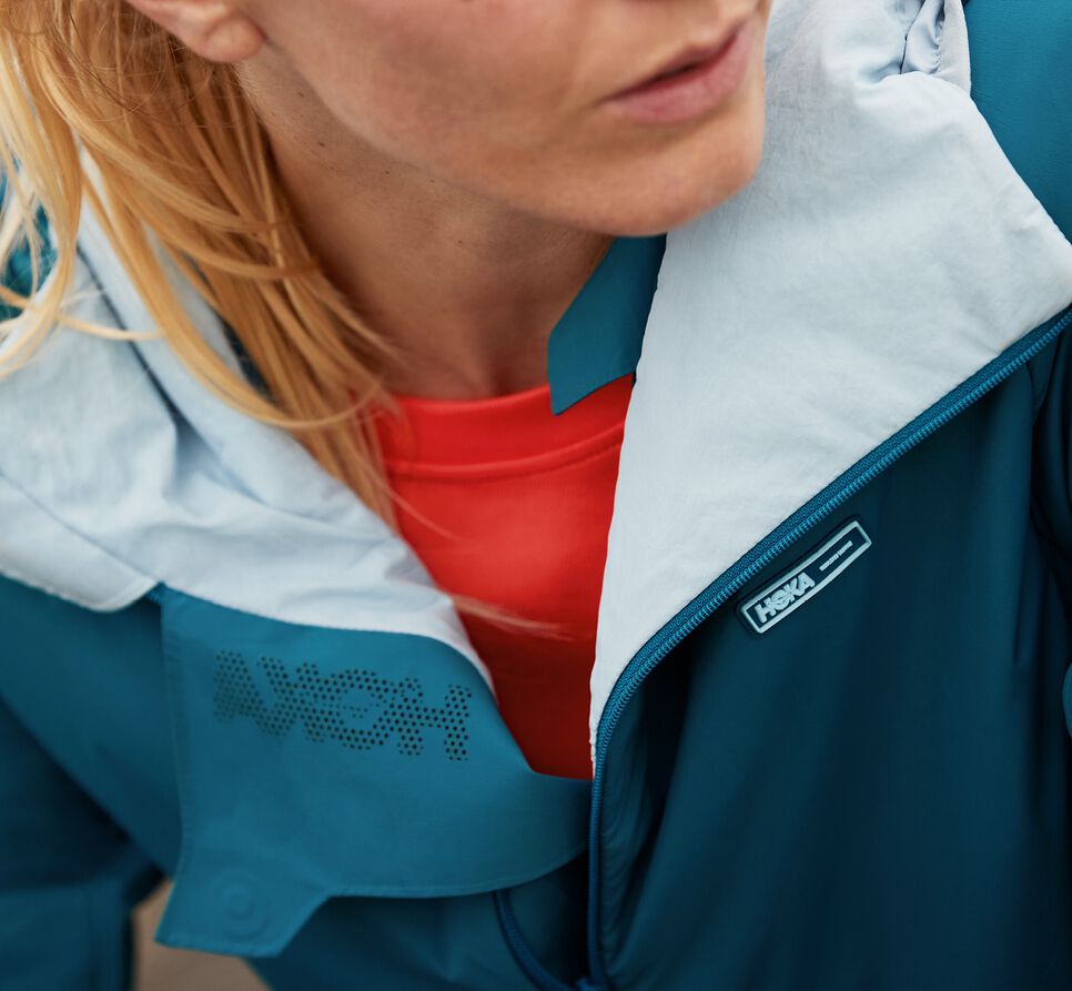 Women's Hoka One One Hybrid Run Jackets Moroccan Blue | MQRJNX801