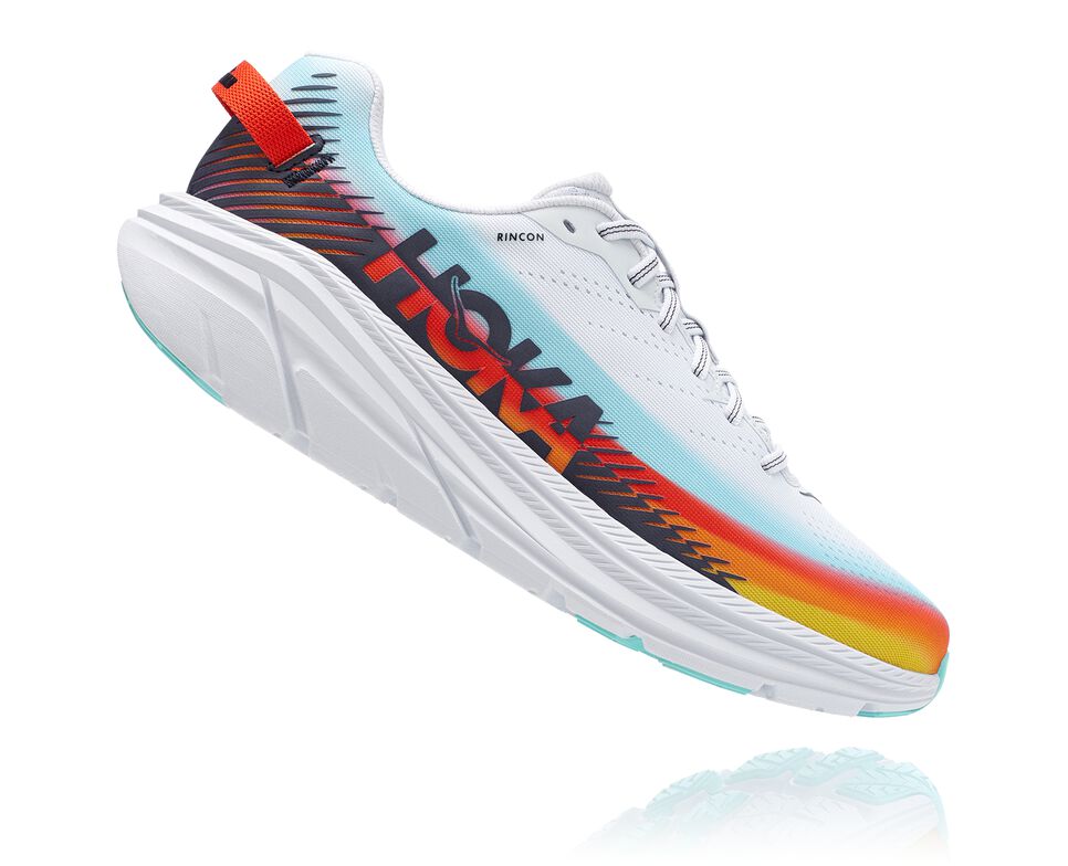 Women's Hoka One One Ironman Rincon 2 Road Running Shoes White / Evening Blue | YLGITA865