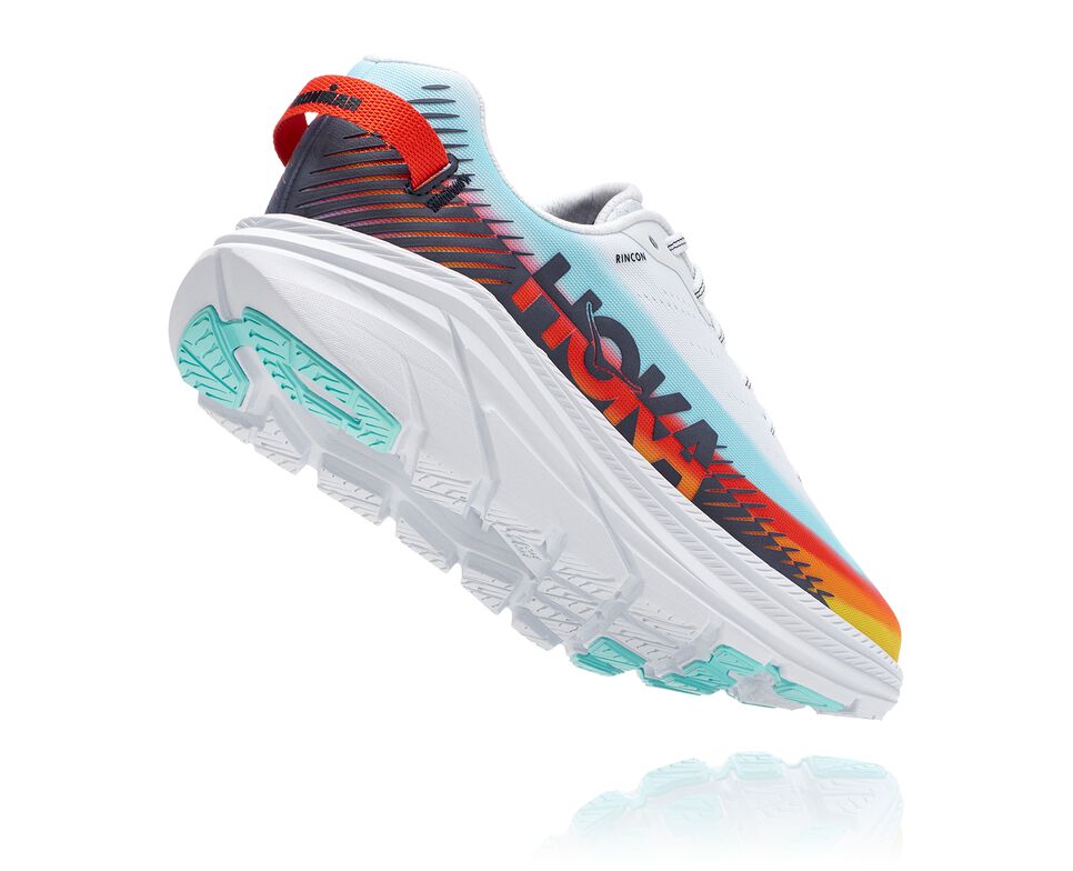 Women's Hoka One One Ironman Rincon 2 Road Running Shoes White / Evening Blue | YLGITA865