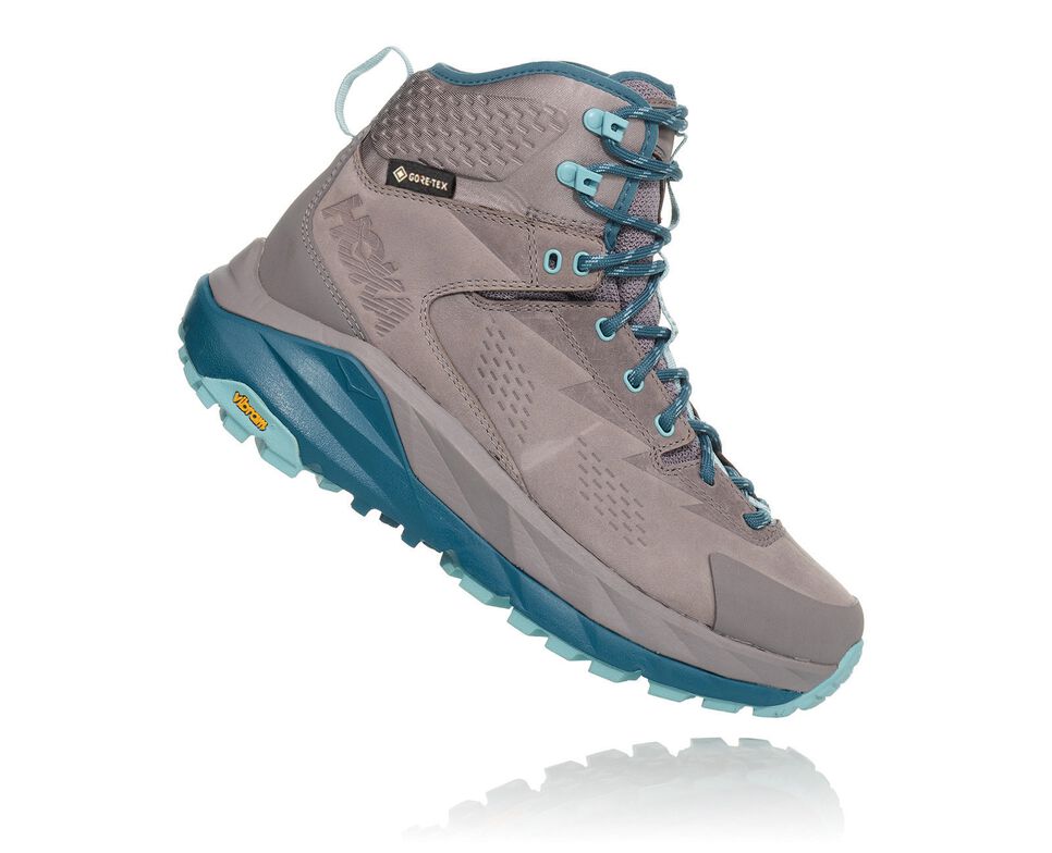 Women's Hoka One One Kaha GORE-TEX Hiking Boots Frost Gray / Aqua Haze | AJNTQY751