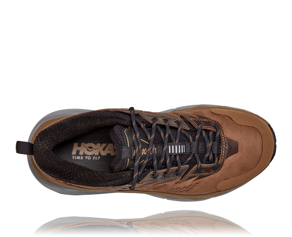 Women's Hoka One One Kaha Low GORE-TEX Hiking Boots Otter / Black | RUXMEC254