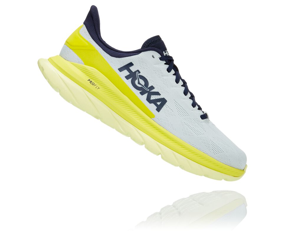 Women's Hoka One One Mach 4 Road Running Shoes Blue Flower / Citrus | DHKFIX270