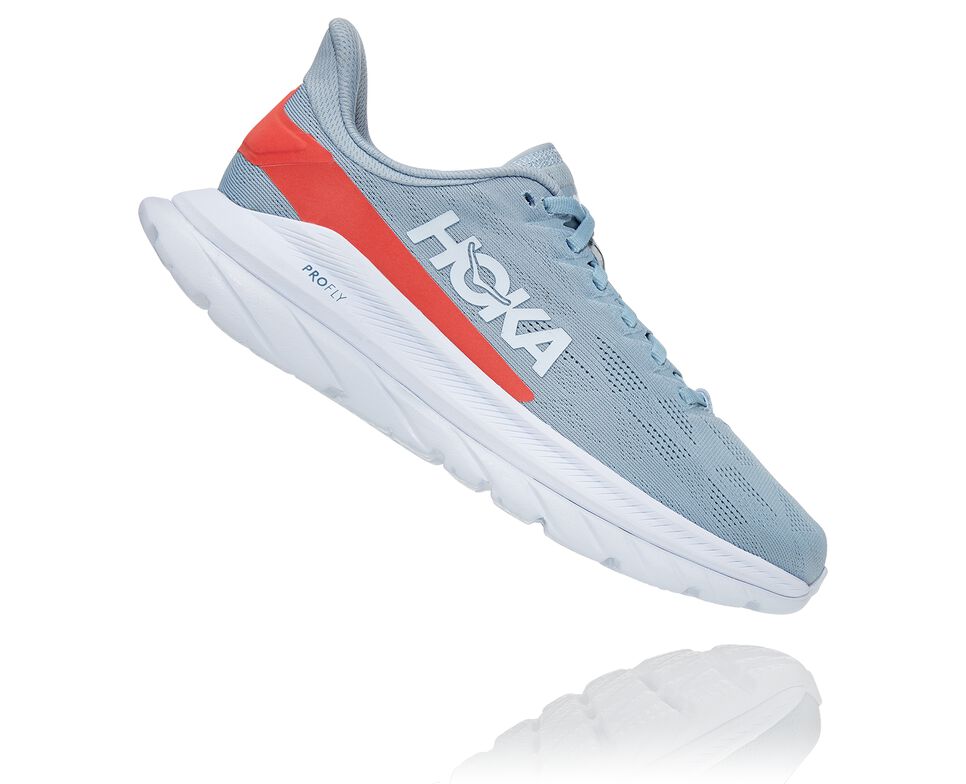 Women's Hoka One One Mach 4 Road Running Shoes Blue Fog / Hot Coral | JQBGIE460