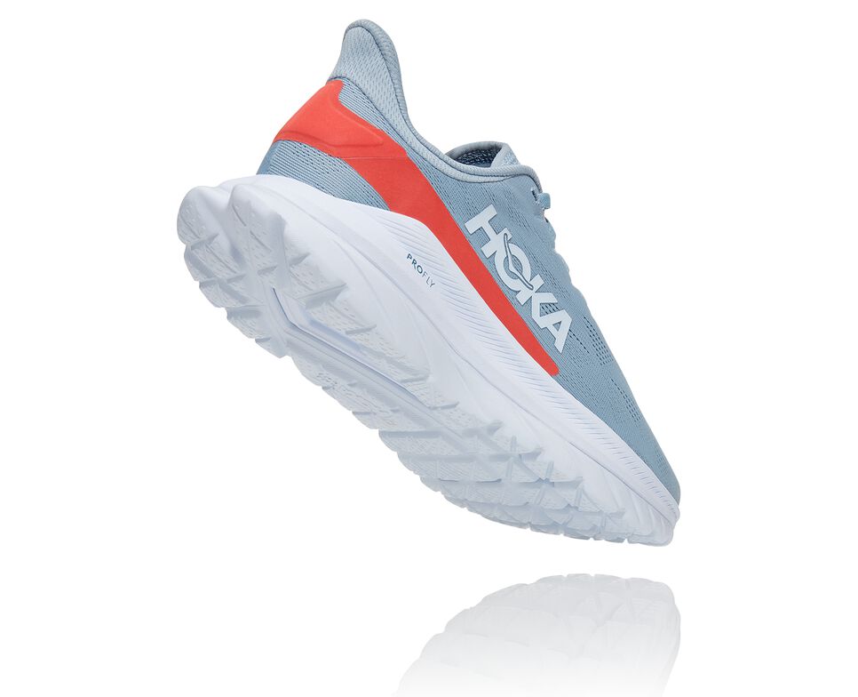 Women's Hoka One One Mach 4 Road Running Shoes Blue Fog / Hot Coral | JQBGIE460