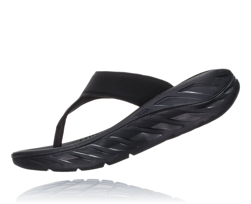 Women's Hoka One One ORA Recovery Flip Flops Black / Dark Gull Gray | RAEUXY875