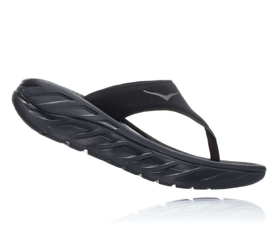 Women's Hoka One One ORA Recovery Flip Flops Black / Dark Gull Gray | RAEUXY875