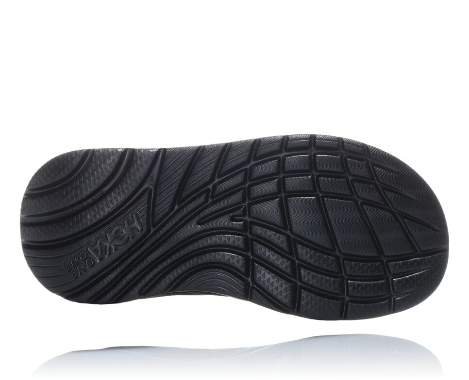 Women's Hoka One One ORA Recovery Flip Flops Black / Dark Gull Gray | RAEUXY875