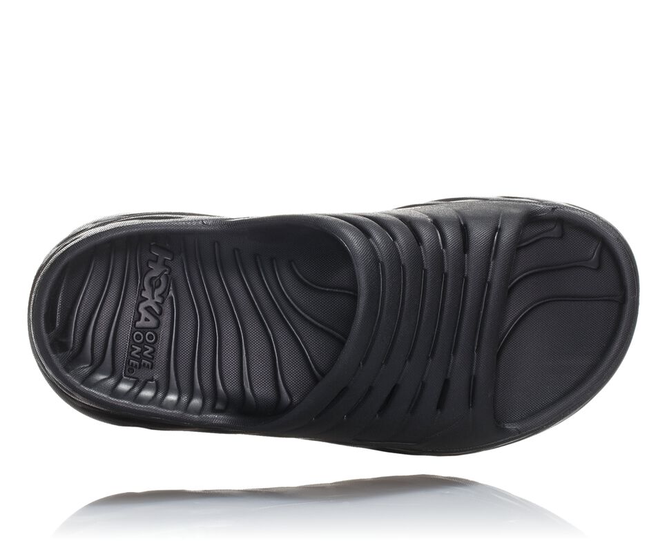 Women's Hoka One One ORA Recovery Slides Black / Black | CNQFEX238