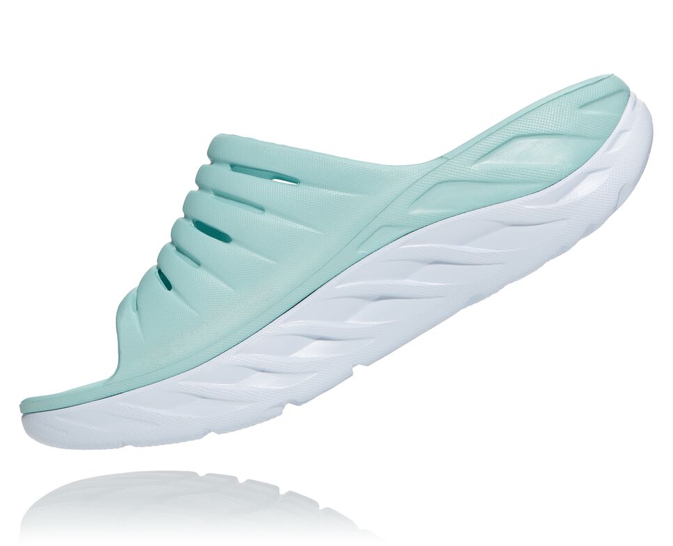 Women's Hoka One One ORA Recovery Slides Eggshell Blue / White | OVWGME521