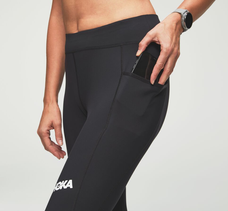 Women's Hoka One One Performance Crop Tight Leggings Black | QKJGPF029