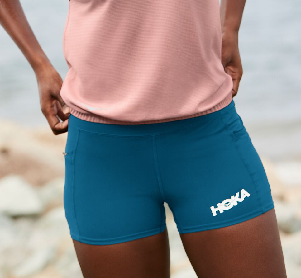 Women's Hoka One One Performance Knit 3" Short Shorts Moroccan Blue | CIQDNK209