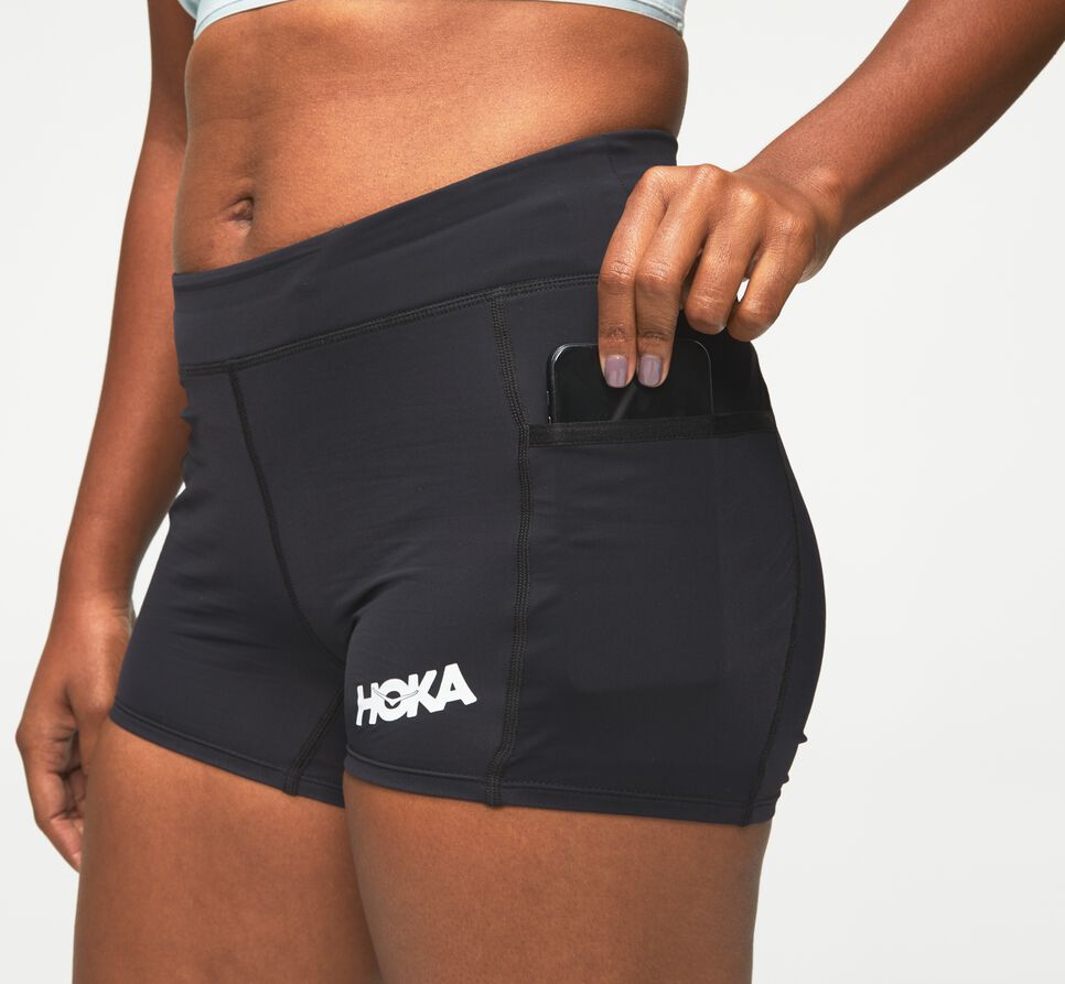 Women's Hoka One One Performance Knit 3" Short Shorts Black | XILONH267