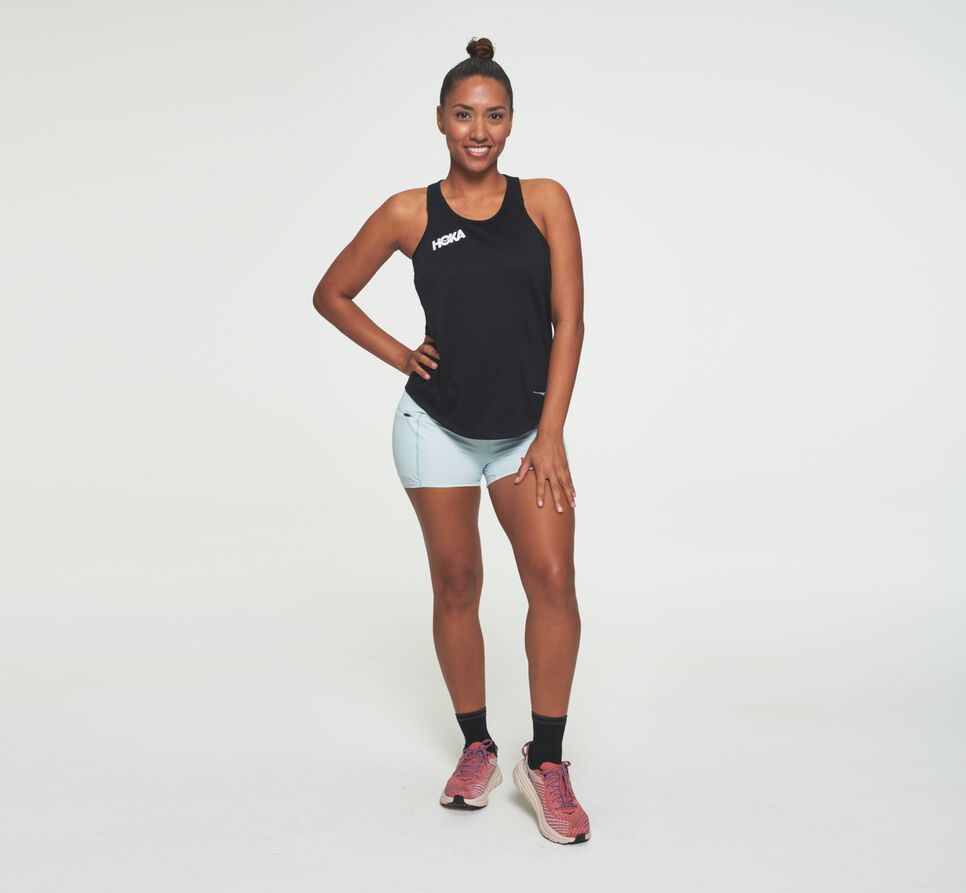 Women's Hoka One One Performance Tank Running Tanks Black | ESNBLZ875