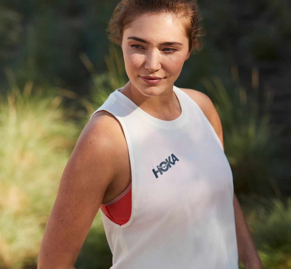 Women's Hoka One One Performance Utility Tank Running Tanks White | HYMBCA938