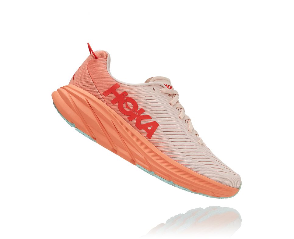 Women's Hoka One One Rincon 3 Road Running Shoes Silver Peony / Cantaloupe | CLGVHF659