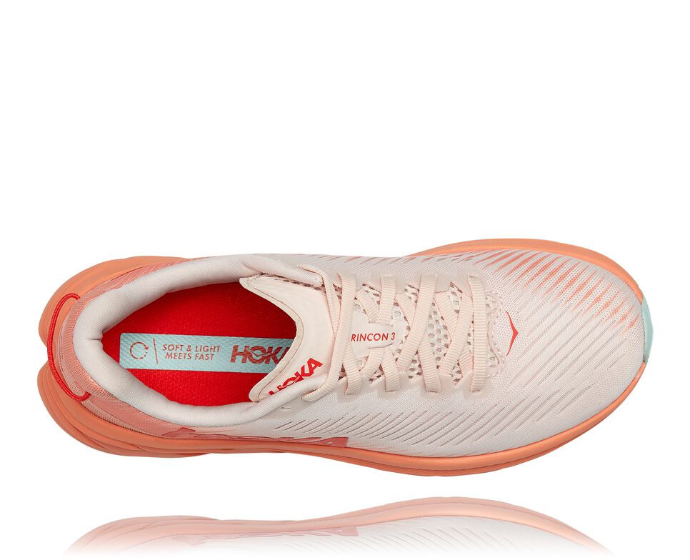 Women's Hoka One One Rincon 3 Road Running Shoes Silver Peony / Cantaloupe | CLGVHF659