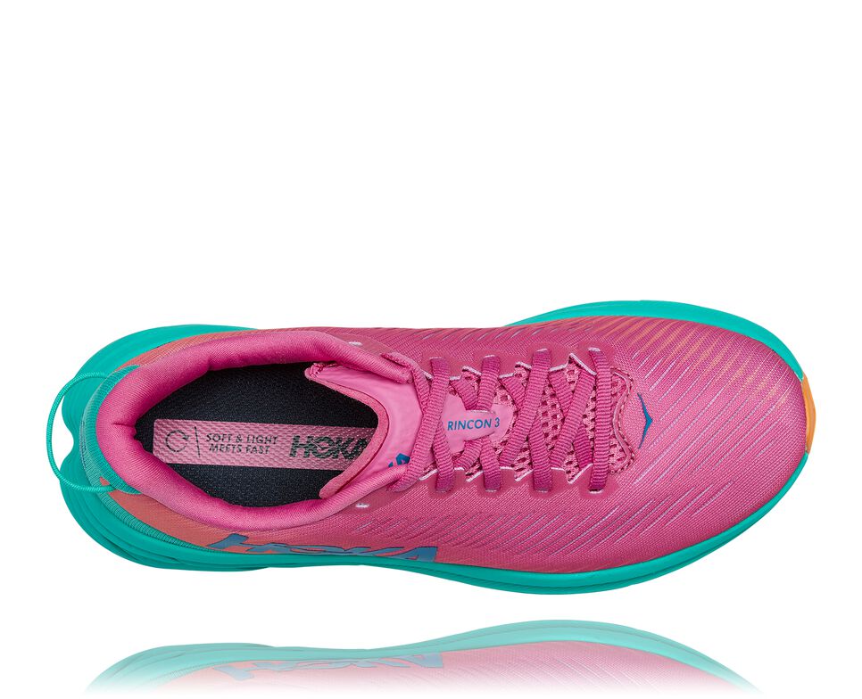 Women's Hoka One One Rincon 3 Road Running Shoes Phlox Pink / Atlantis | IGTLMH379