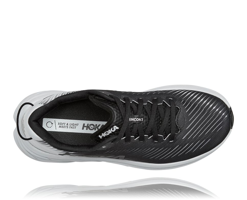 Women's Hoka One One Rincon 3 Road Running Shoes Black / White | VQDKGY635