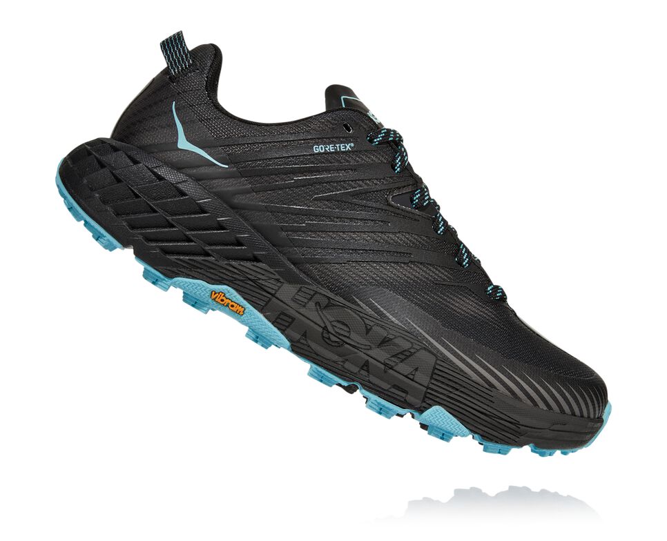 Women's Hoka One One Speedgoat 4 GORE-TEX Trail Running Shoes Anthracite / Dark Gull Grey | KDVIUB143