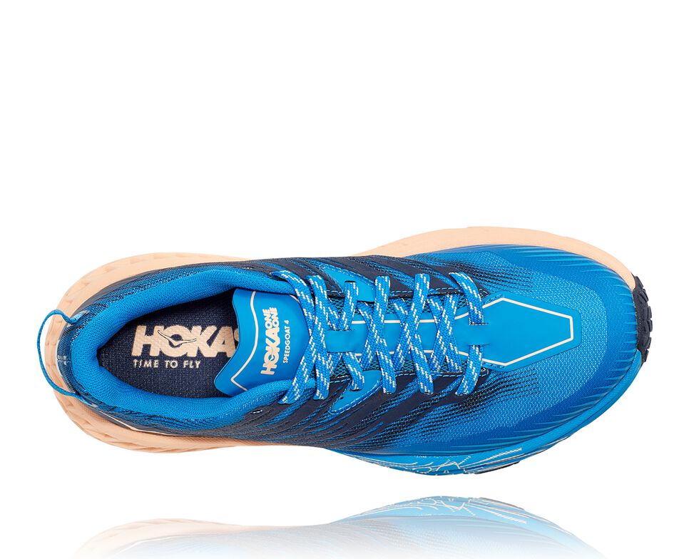 Women's Hoka One One Speedgoat 4 Trail Running Shoes Indigo Bunting / Bleached Apricot | CSFMNY403