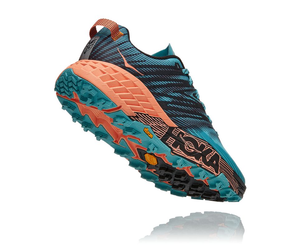 Women's Hoka One One Speedgoat 4 Trail Running Shoes Aquarelle / Cantaloupe | GICRAB196