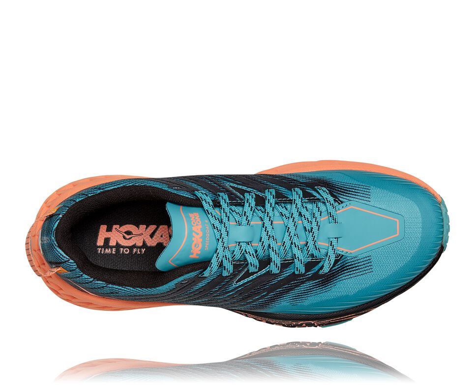 Women's Hoka One One Speedgoat 4 Trail Running Shoes Aquarelle / Cantaloupe | GICRAB196