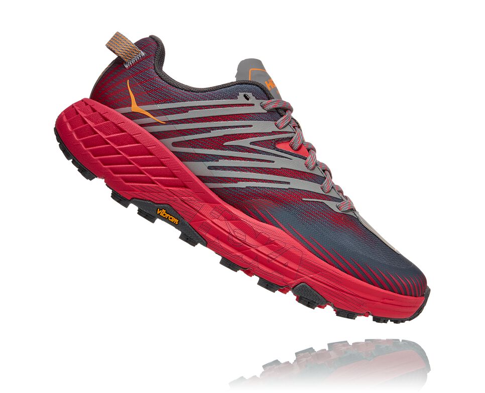 Women's Hoka One One Speedgoat 4 Trail Running Shoes Castlerock / Paradise Pink | JYFOMN178