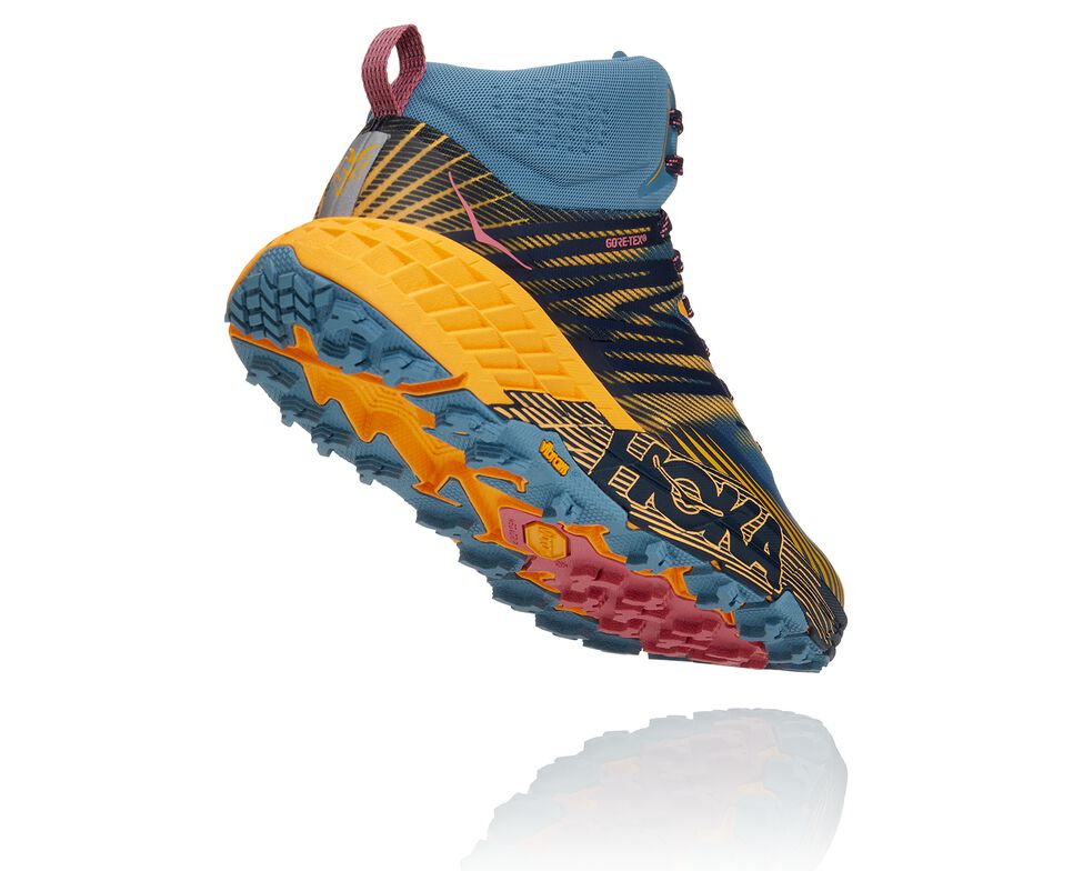 Women's Hoka One One Speedgoat Mid GORE-TEX 2 Trail Running Shoes Provincial Blue / Saffron | EKTGSP289