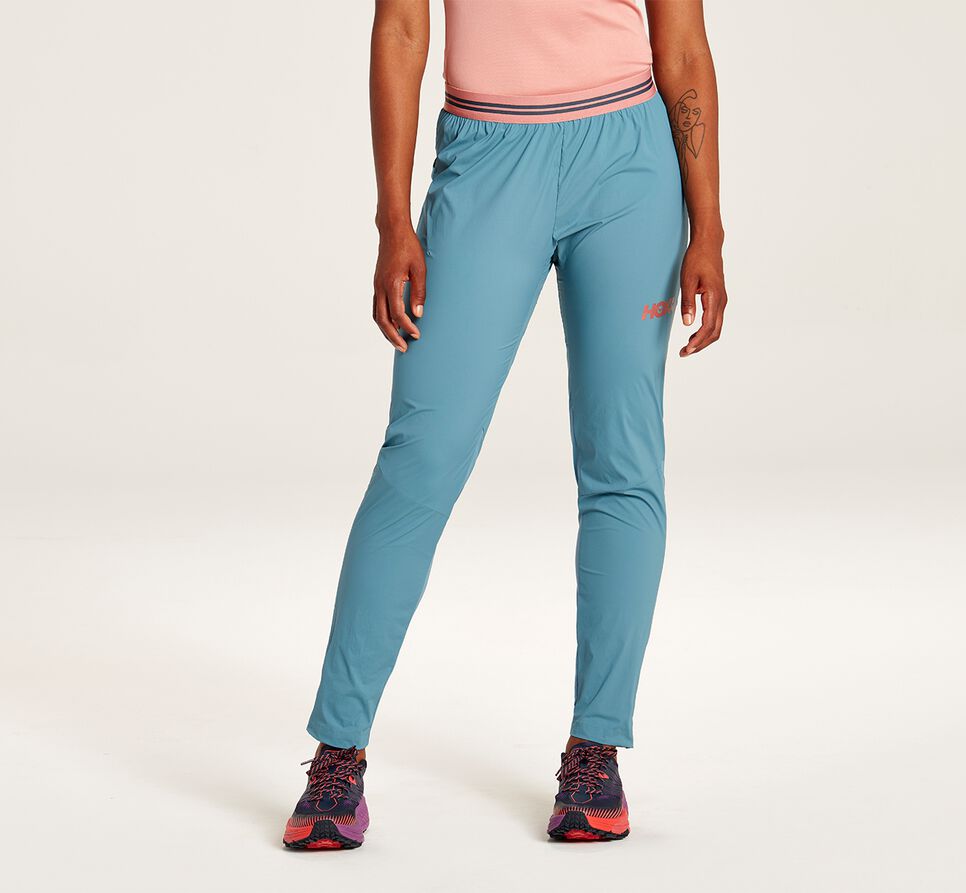 Women\'s Hoka One One Wind Pants Ombre Blue / Provincial Blue | QZWUAH541