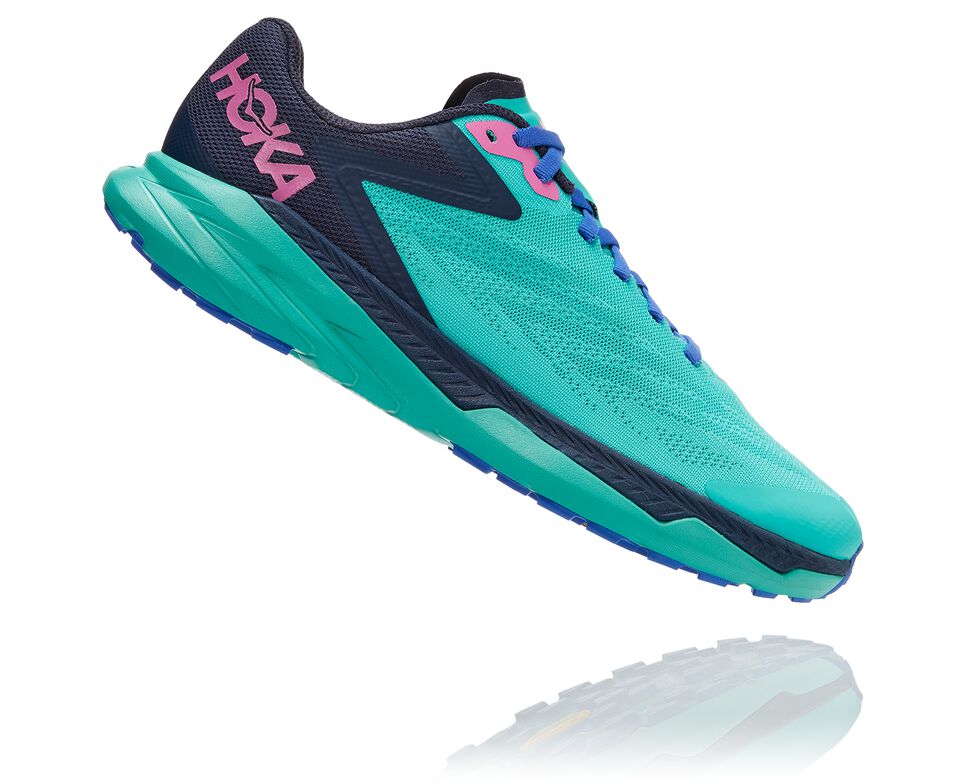 Women's Hoka One One Zinal Trail Running Shoes Atlantis / Outer Space | BVJFYI295